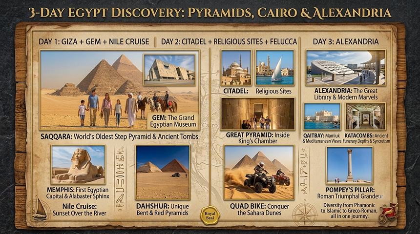 3 day Egypt tour Cairo Giza GEM Islamic Cairo Alexandria