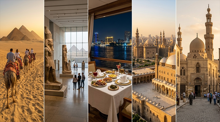 2 day Cairo tour Giza Pyramids Grand Egyptian Museum Nile cruise citadel